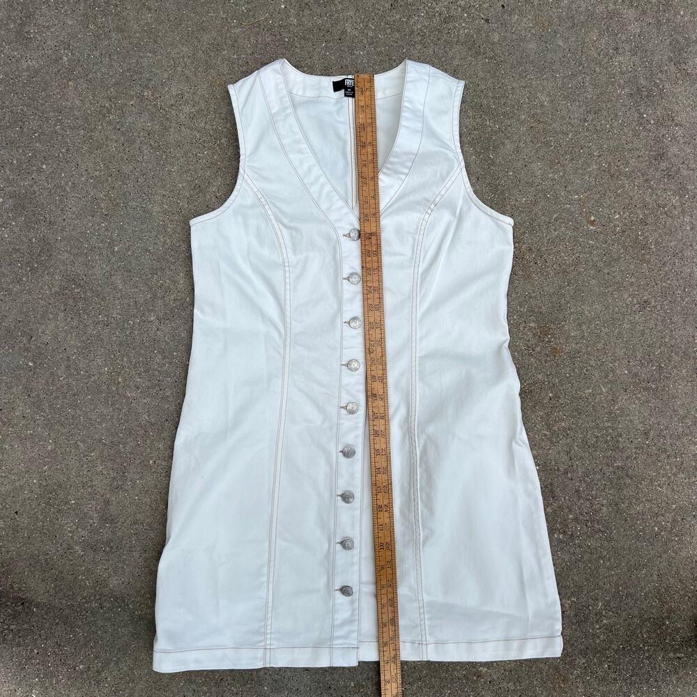 Frye White Sleeveless Denim Mini Dress Button Up Western Cowgirl MEDIUM - Picture 7 of 9